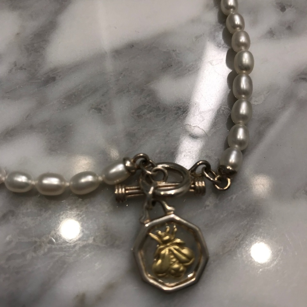 Slane & Slane pearl necklace with bee charm